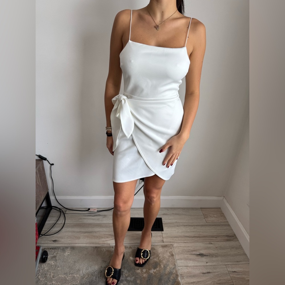 ASOS White Mini Wrap Dress